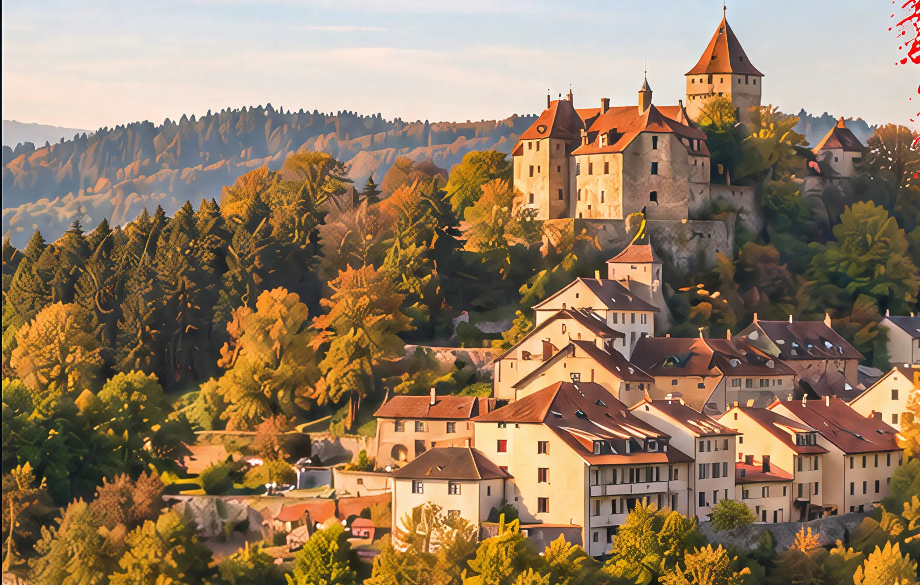 Le château et le bourg de Rue